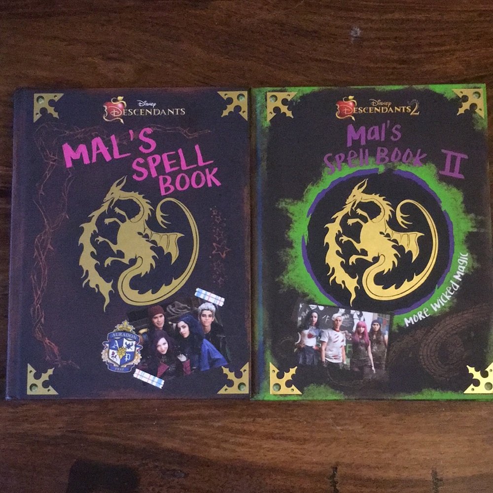 Set of Two 2 Disney Descendants Mal’s Spellbook Spell Book I & Book II